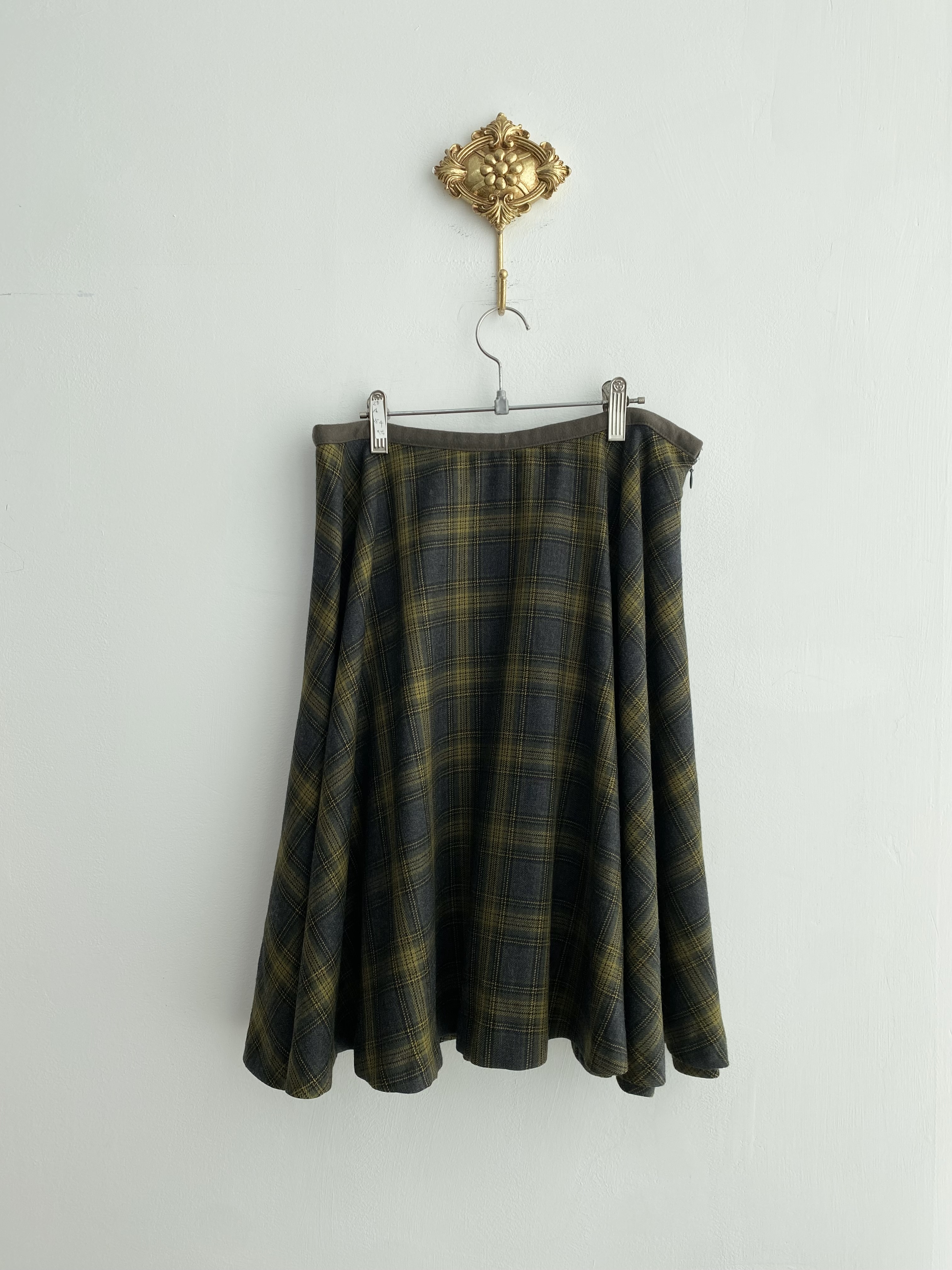 Dolce &amp; Gabbana green navy check pattern skirt