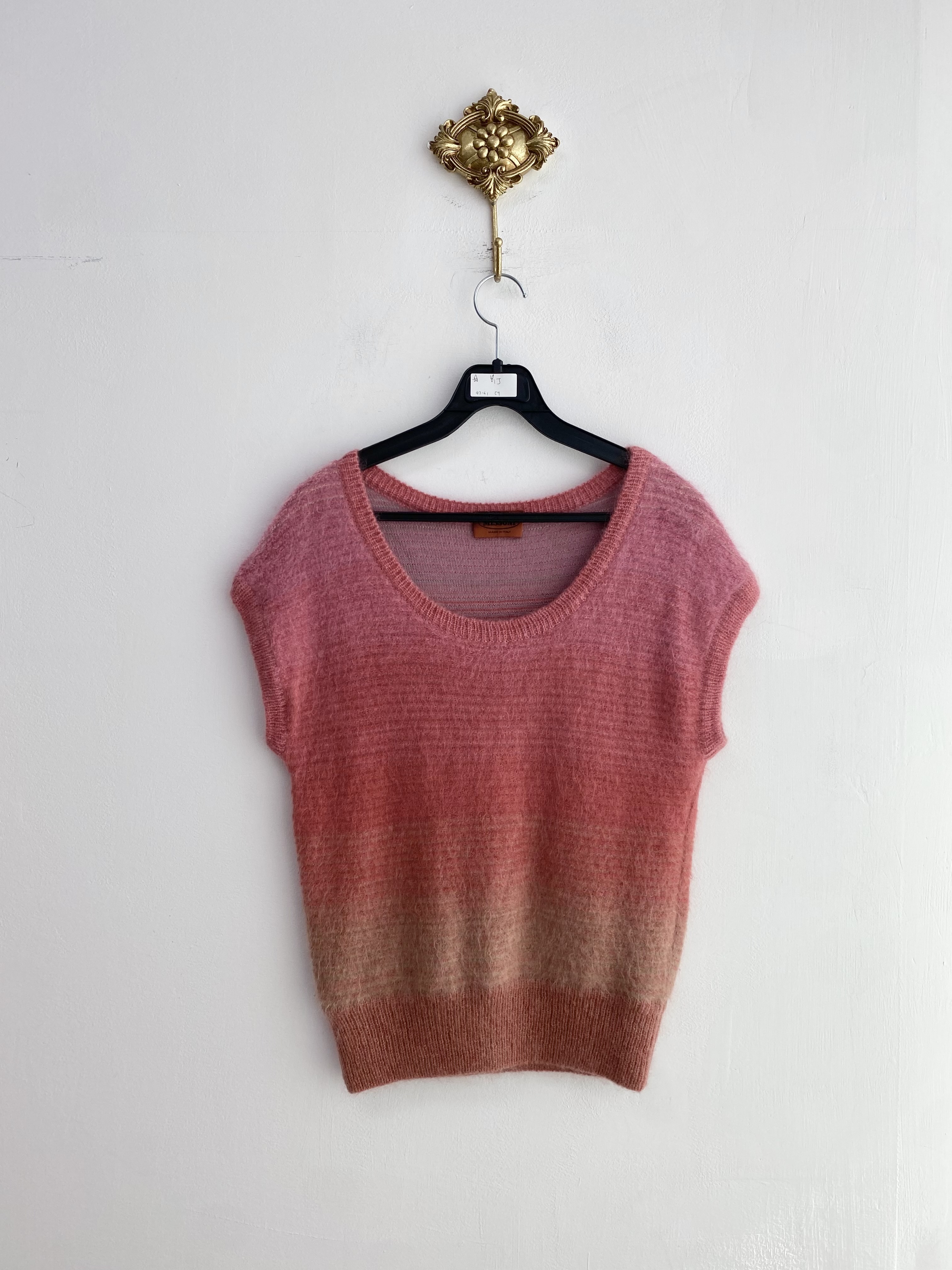 Missoni pink coral gradation mohair knit vest (made in italy)