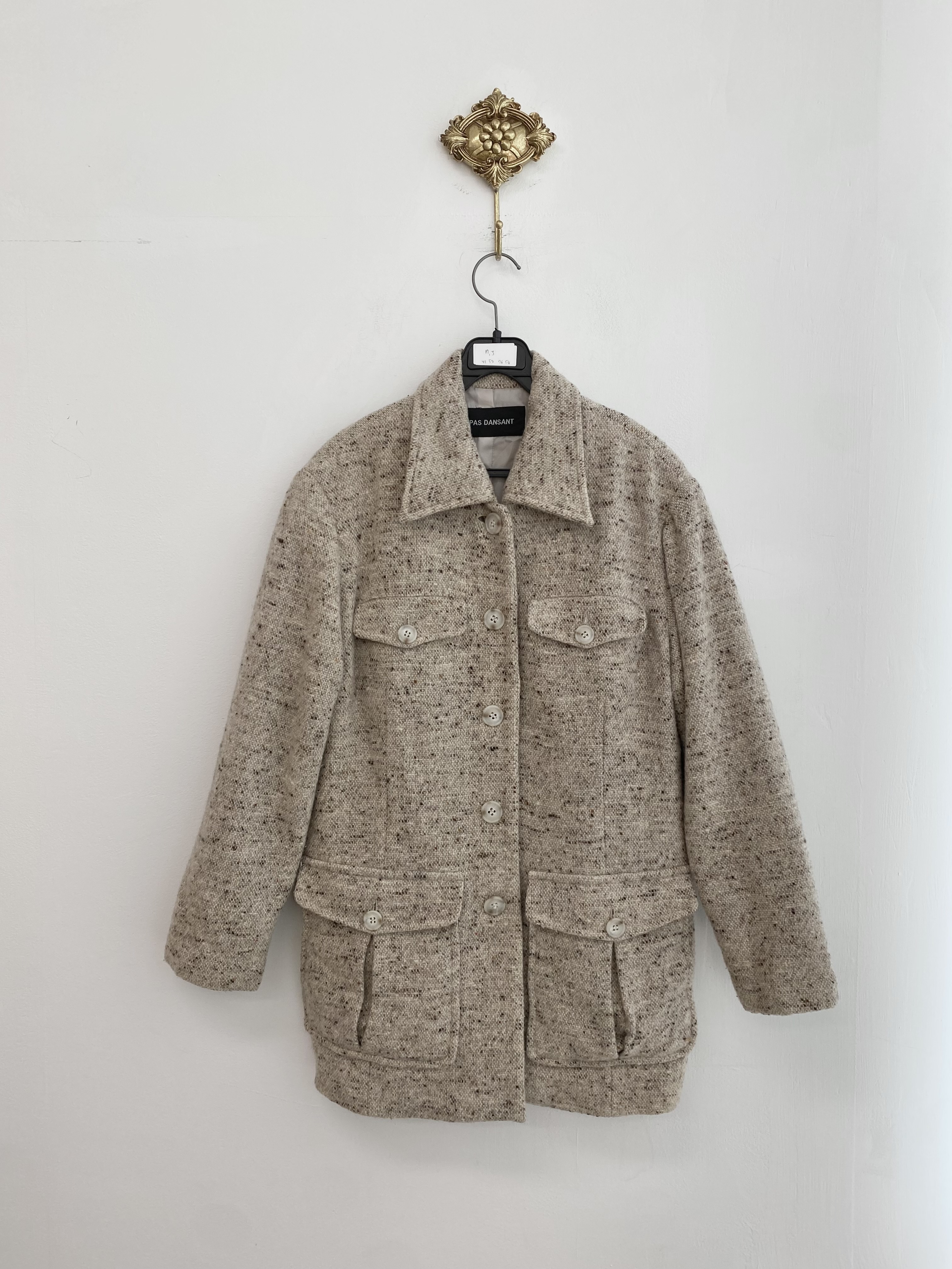 Beige casual pocket point wool mix jacket