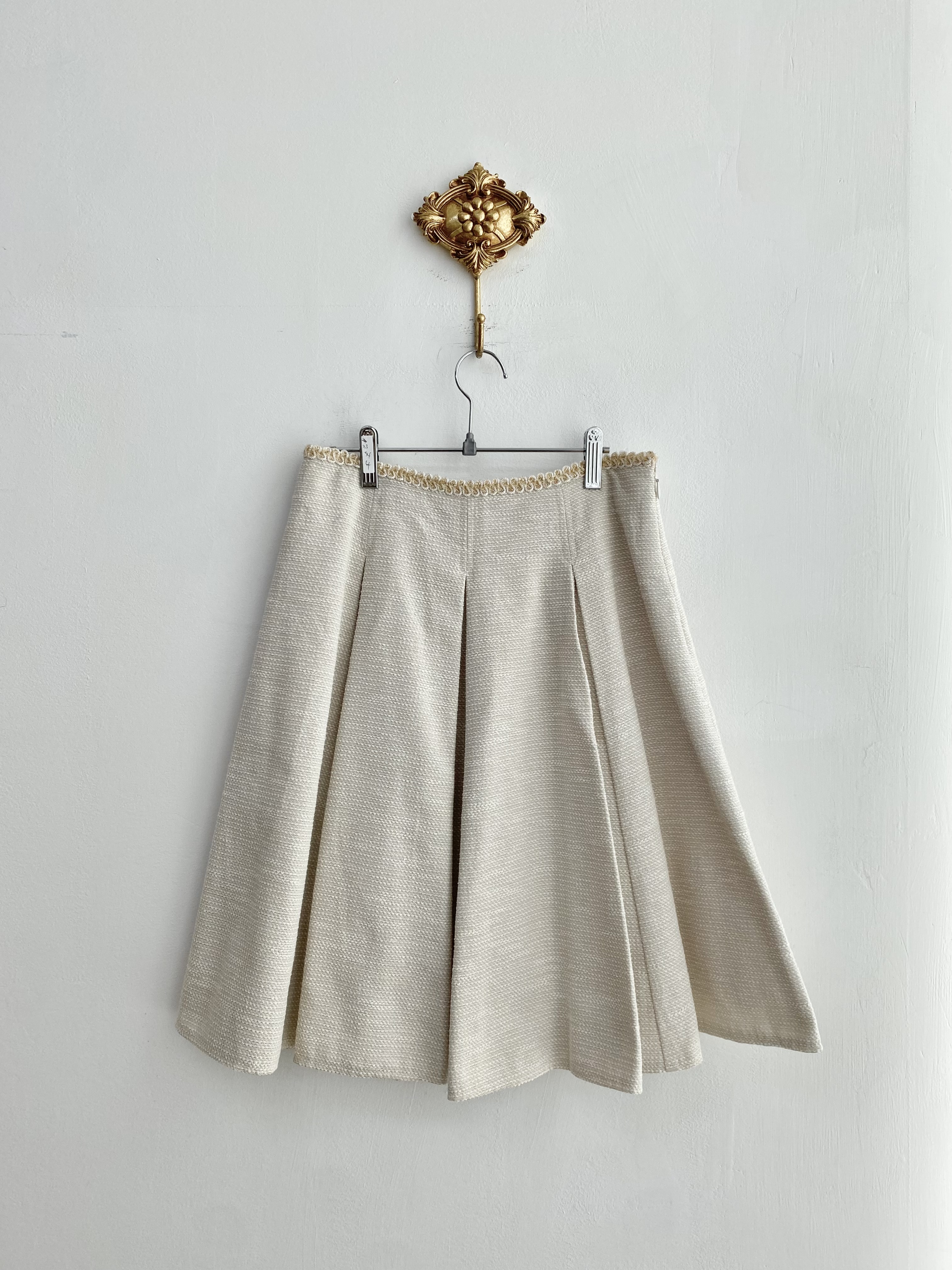 Light gold beige pleated mid skirt