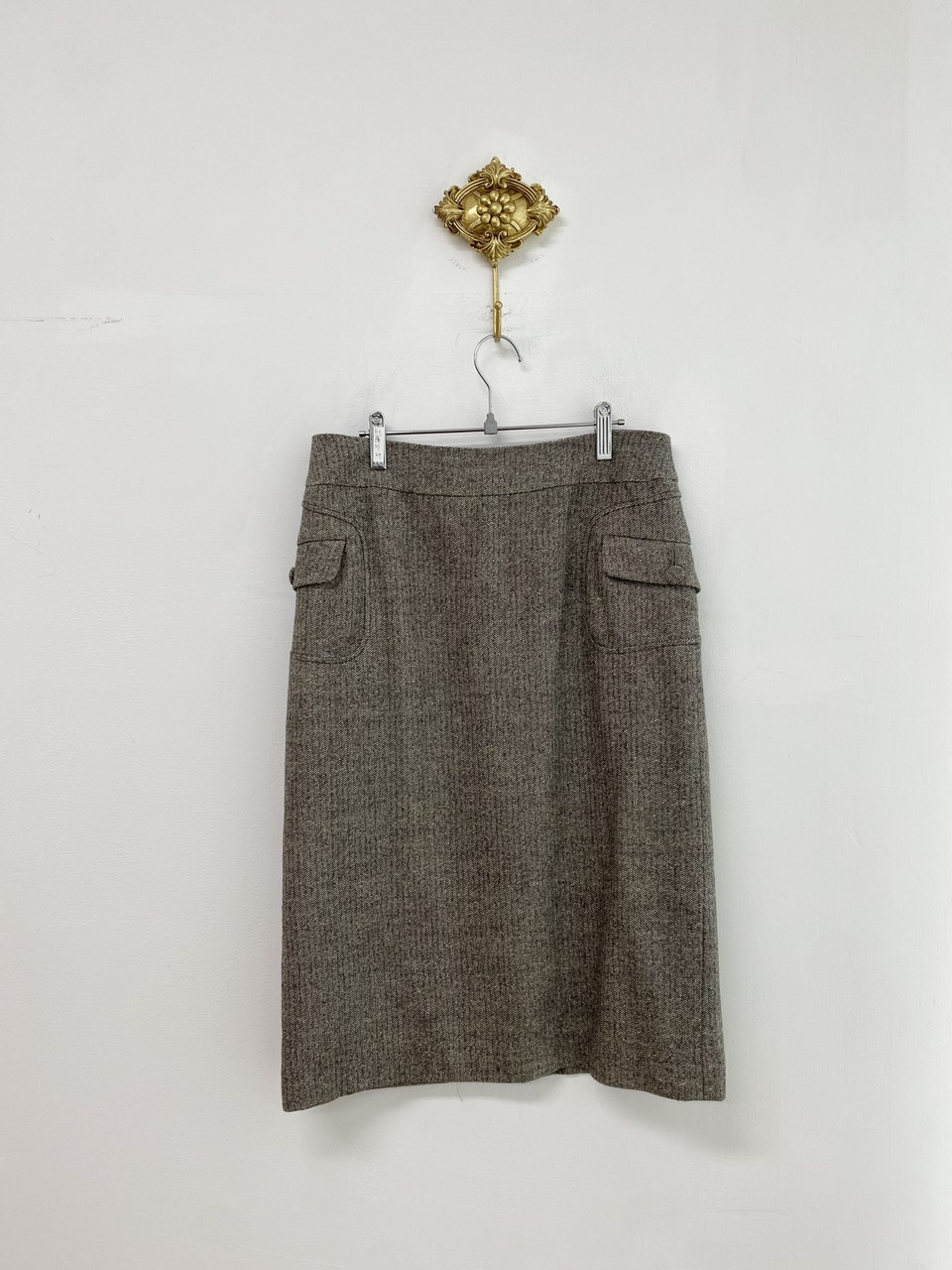 Trussardi dark brown two pocket mid skirt