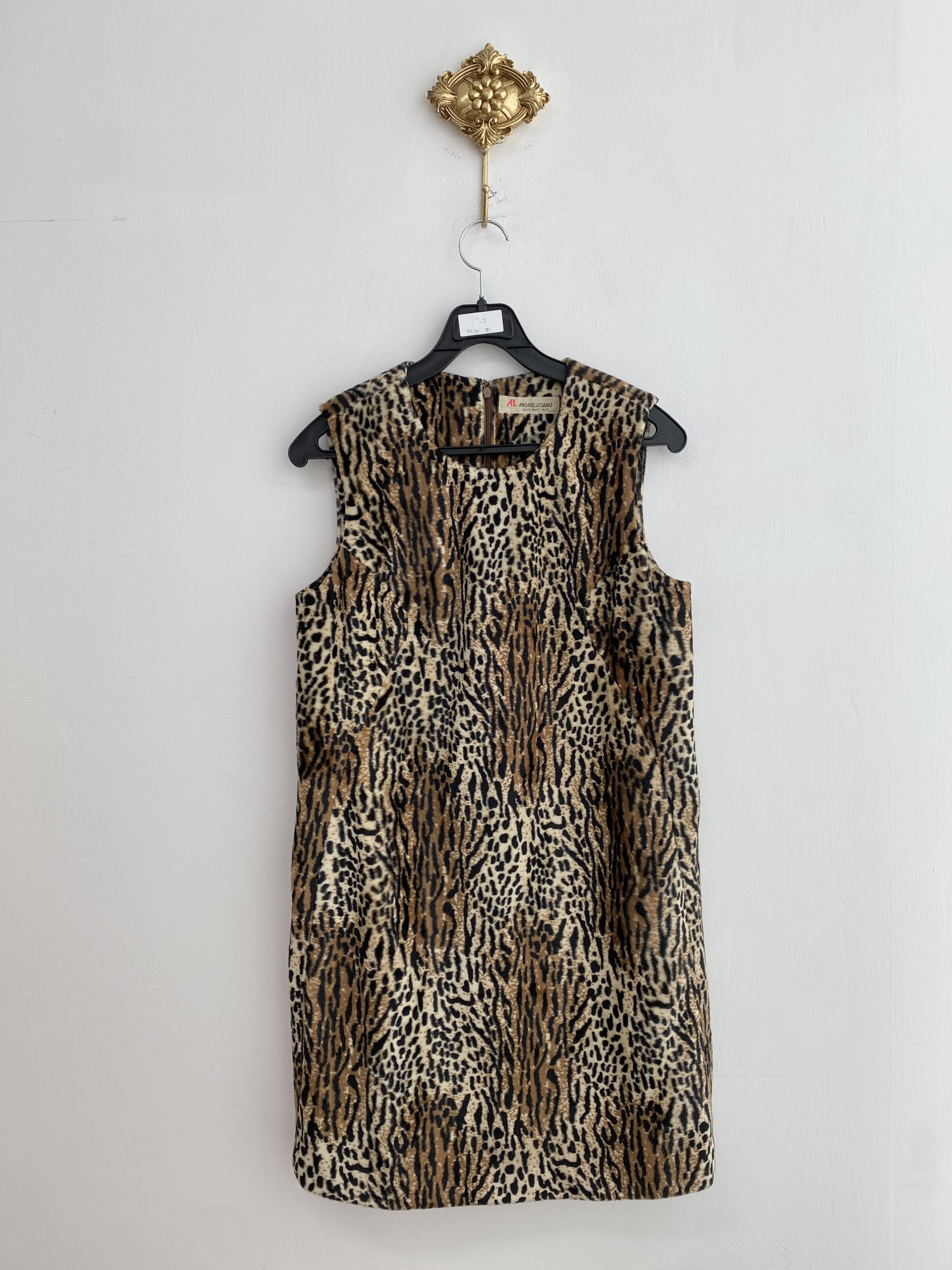 Brown leopard warm sleeveless mini dress