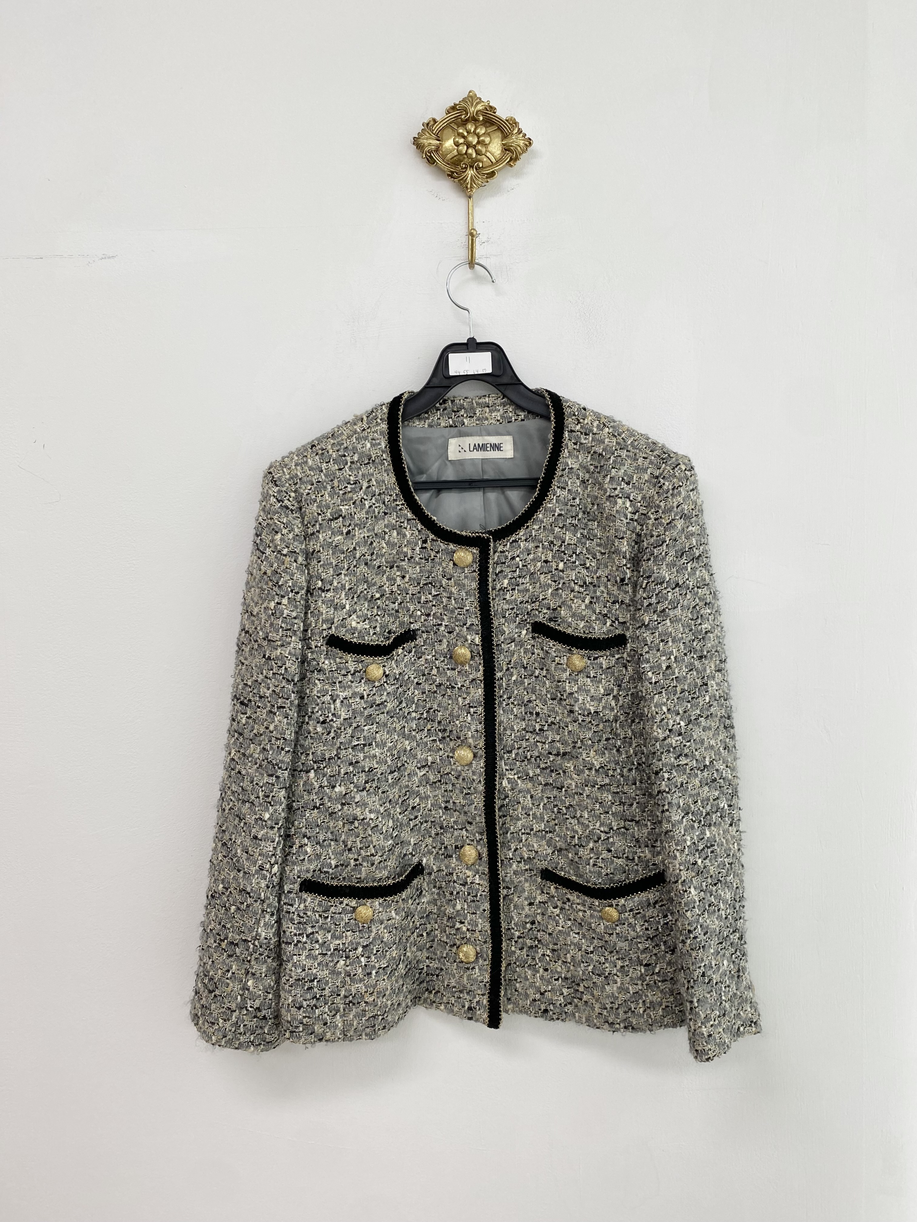 Blue grey glittery wool tweed jacket