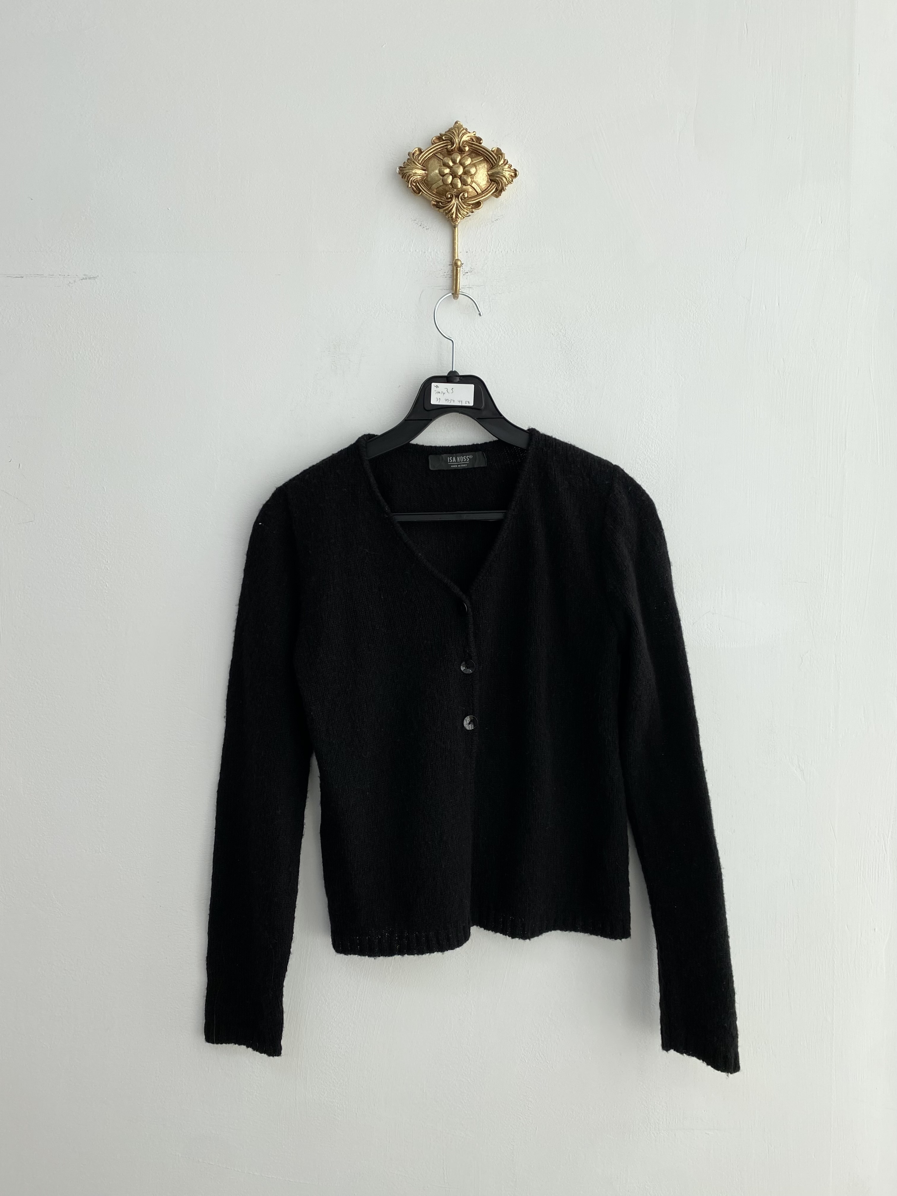 Black wool mix short knit cardigan (made in italy)