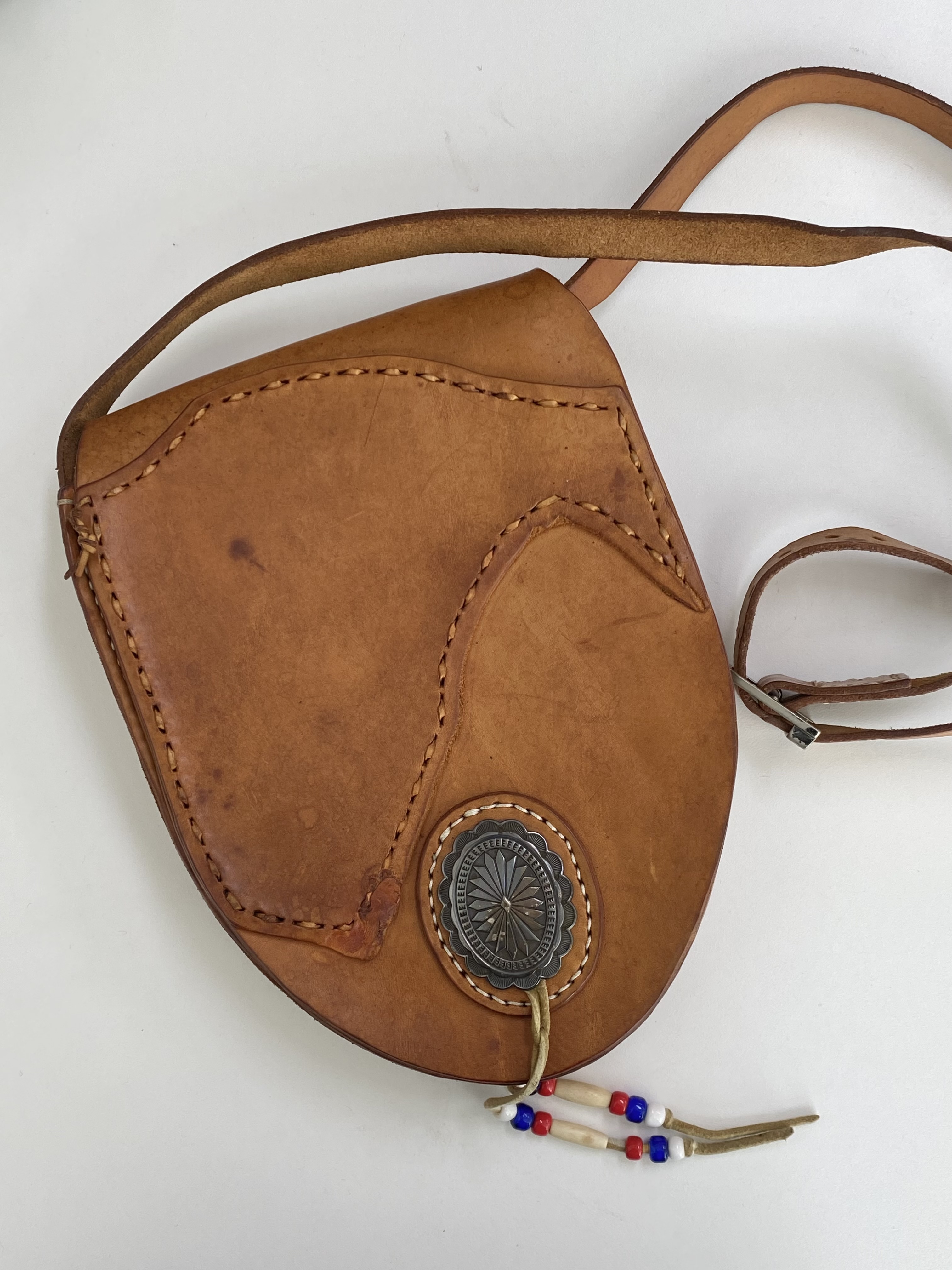 Light brown leather vintage cross bag