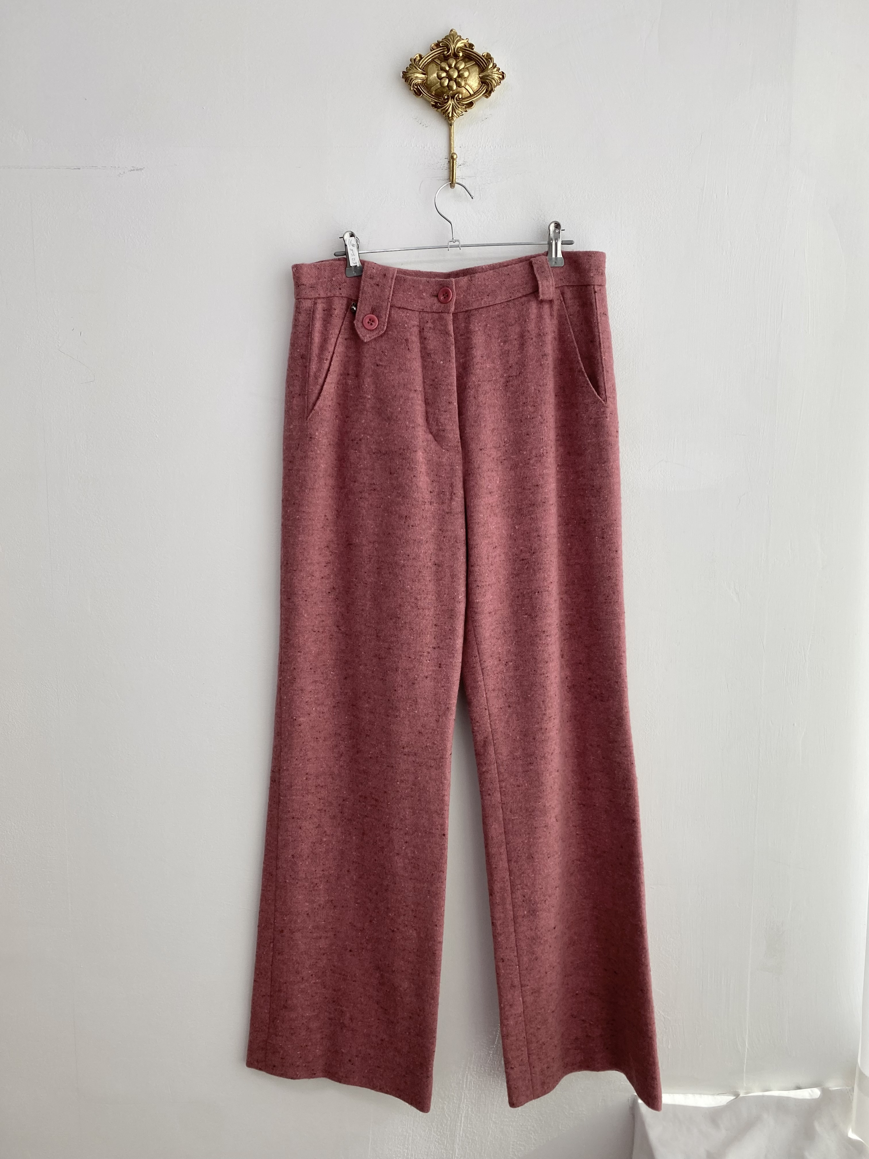 Sonia Rykiel pink knit wide long pants (made in france)