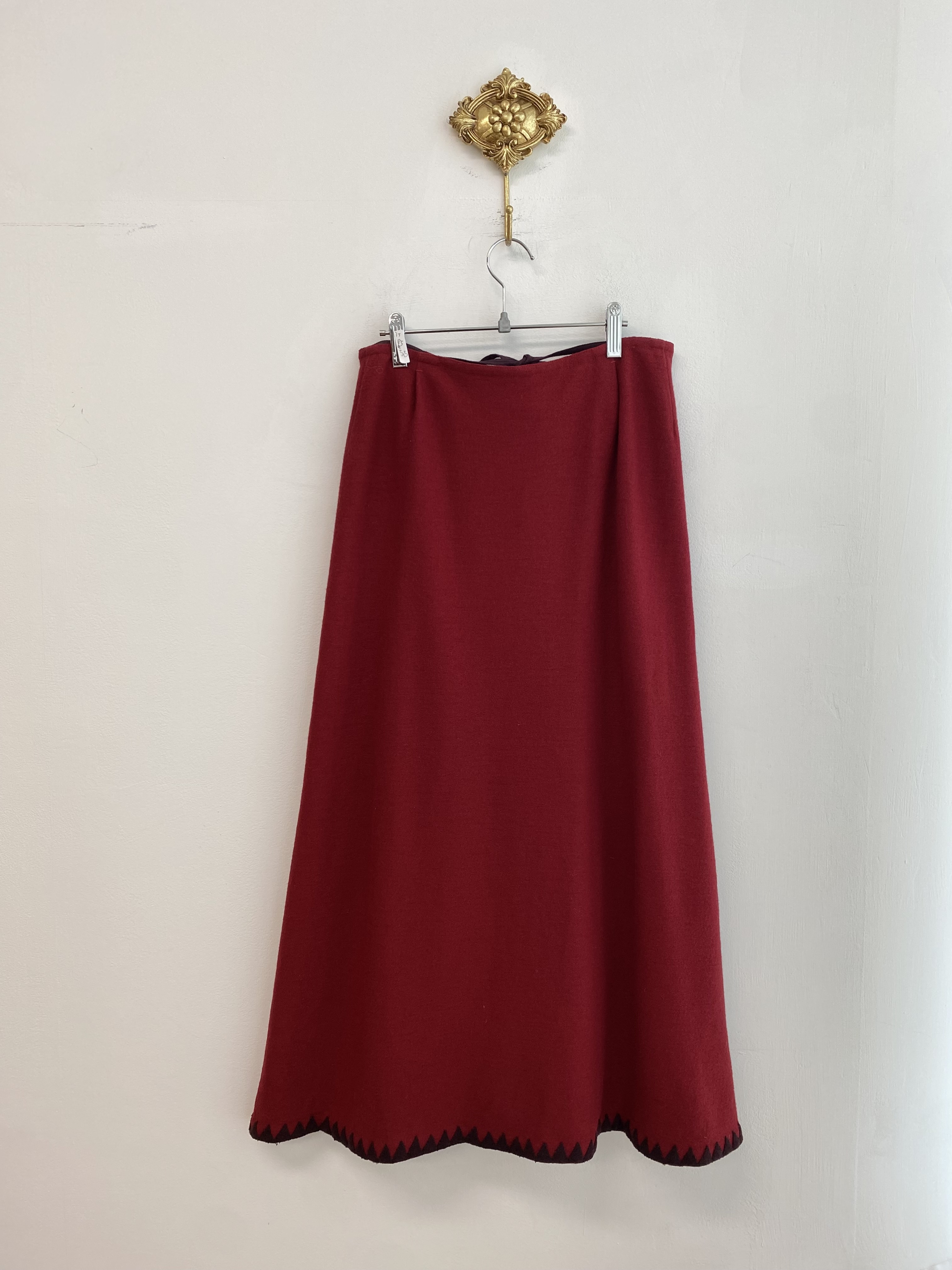 Atelier Manis red wrap style wool long skirt