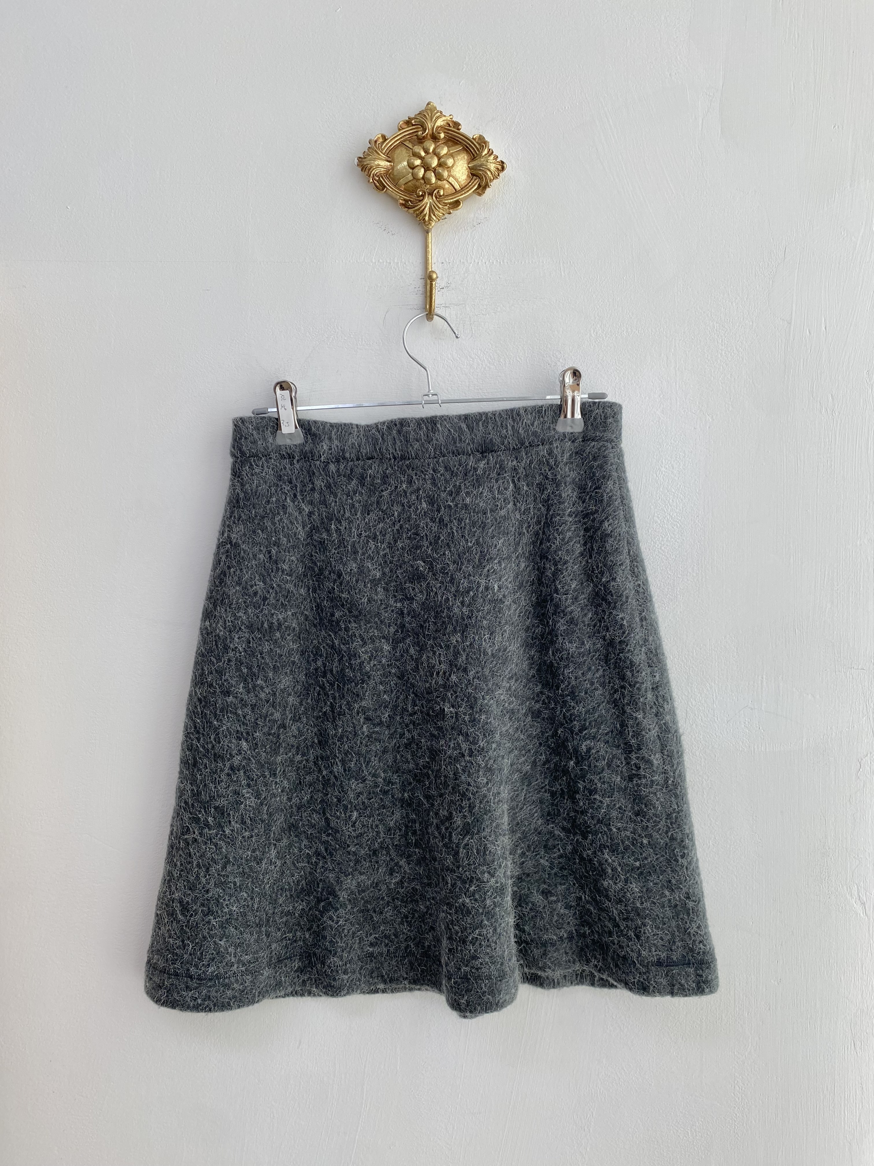 Grey angora a-line short skirt