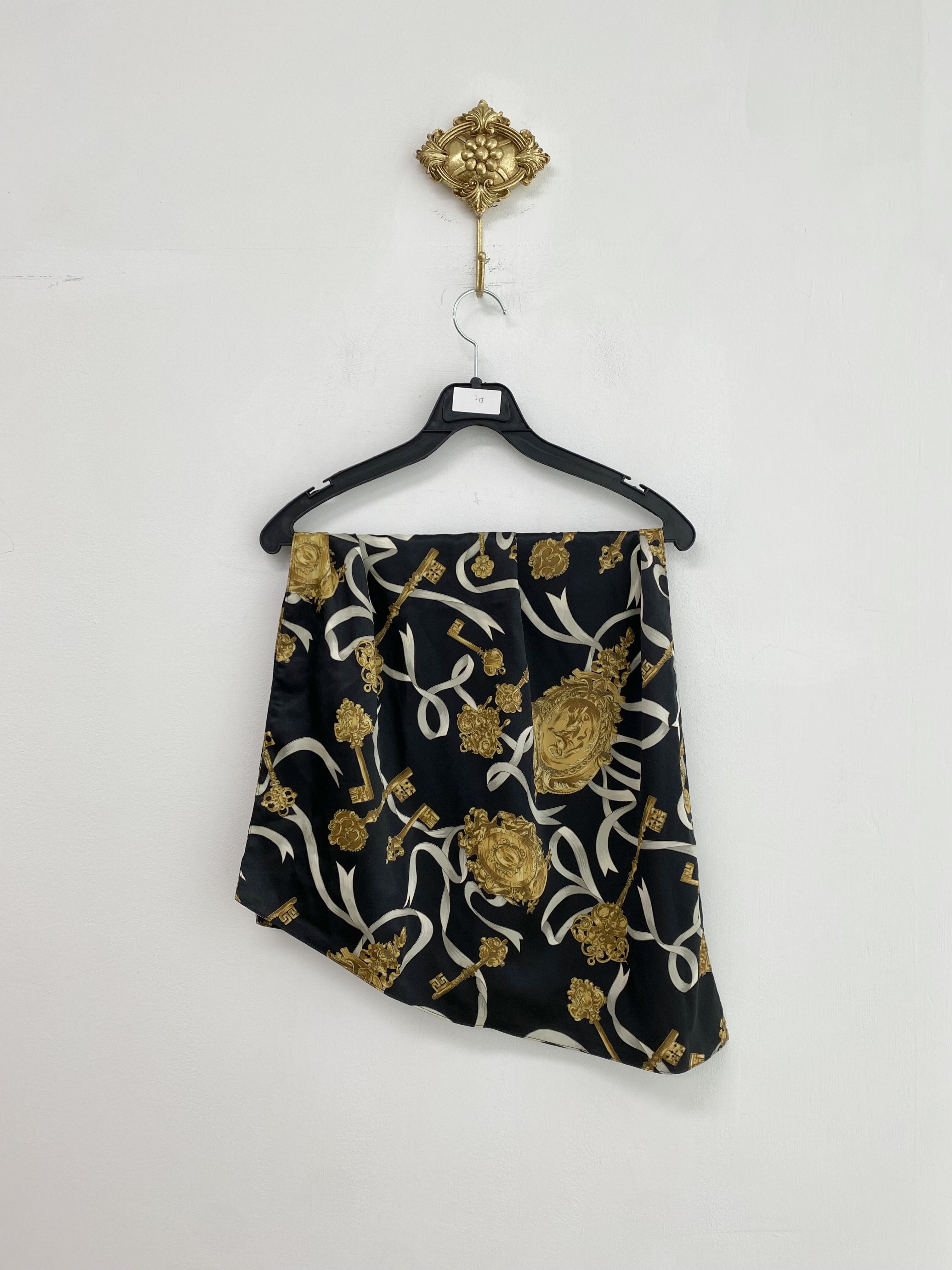 Black gold pattern unbalanced scarf