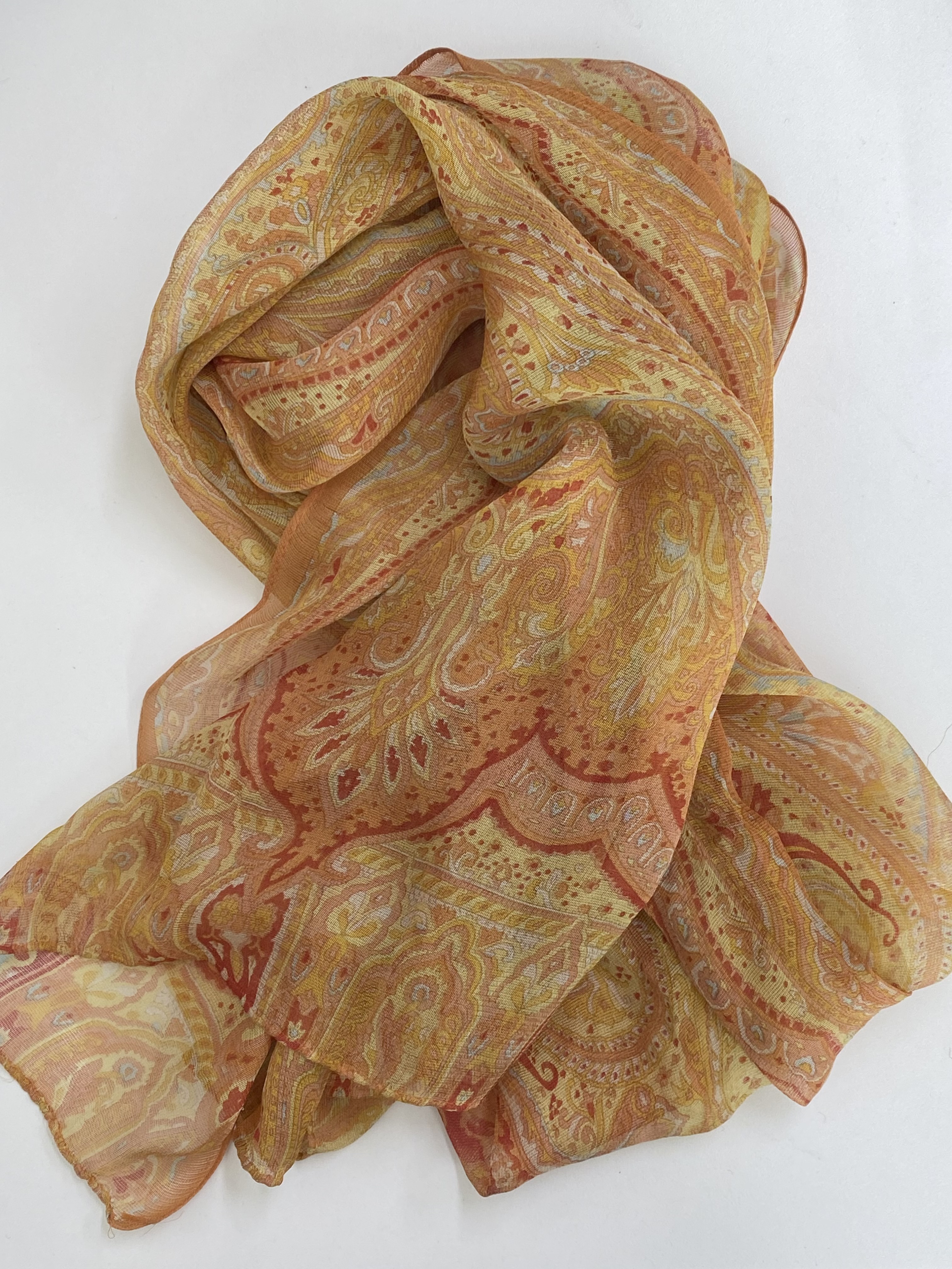 Orange pattern silk scarf