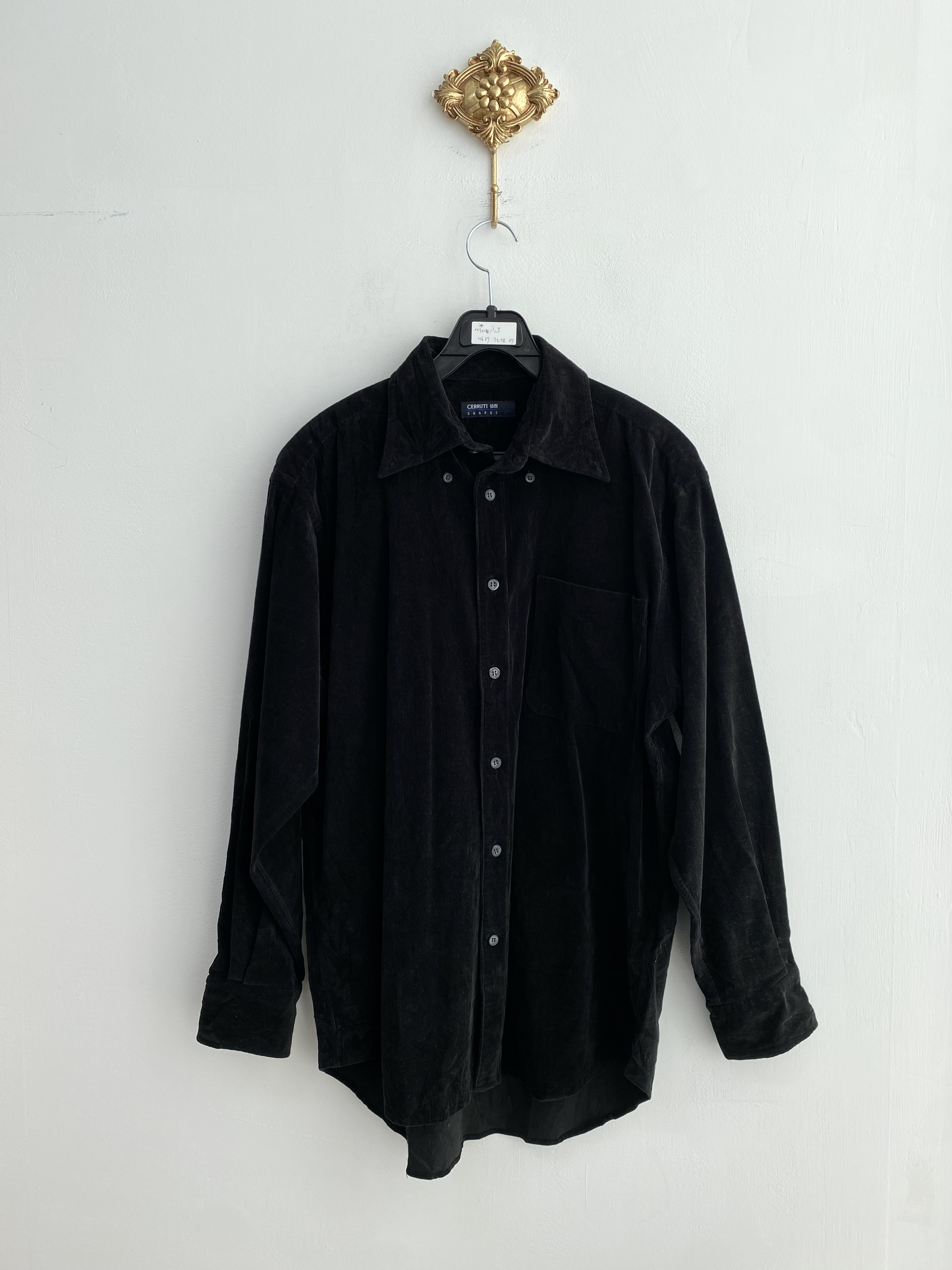 Cerruti 1881 black corduroy pocket boxy shirt