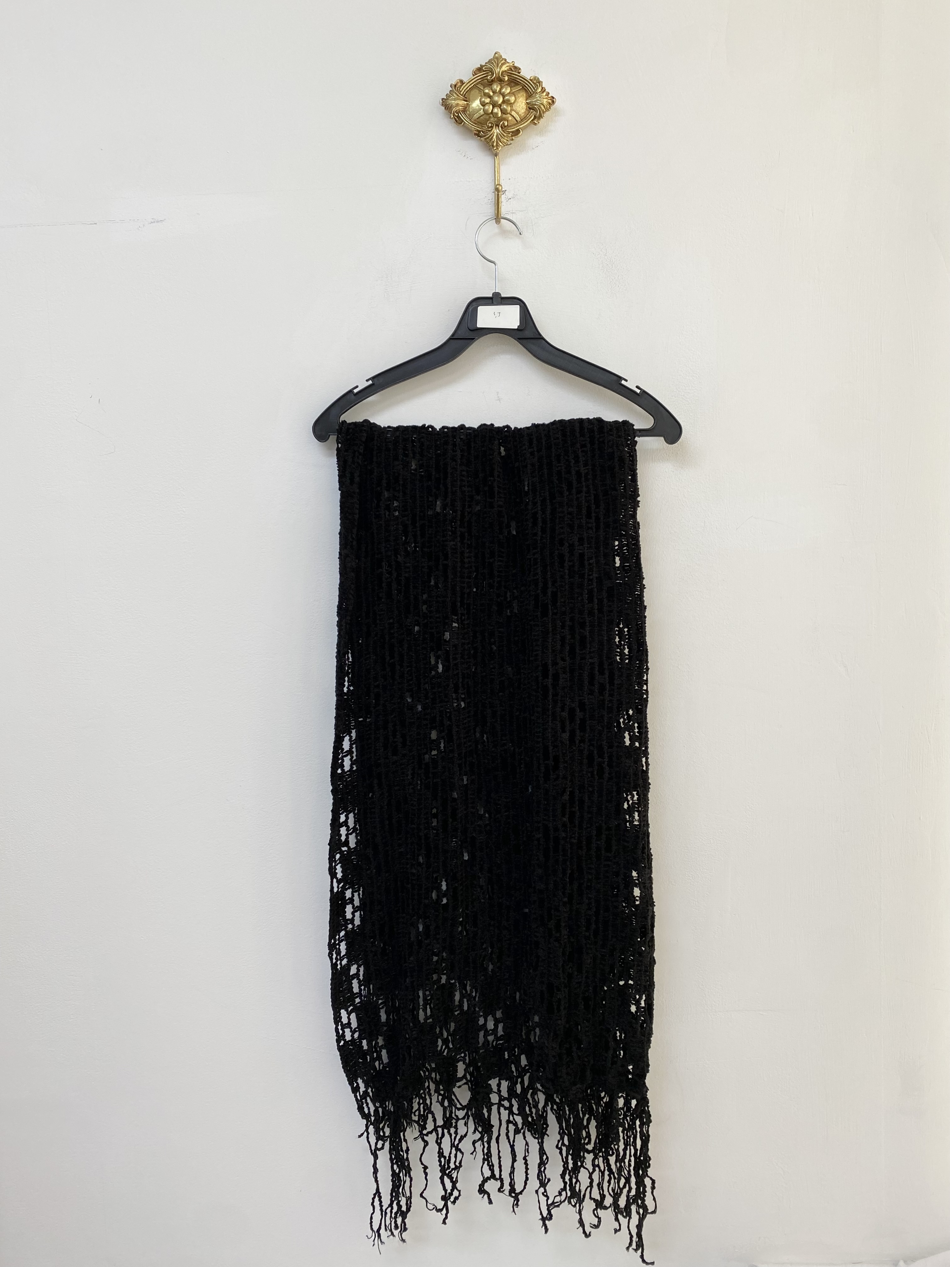 Black soft knit big muffler
