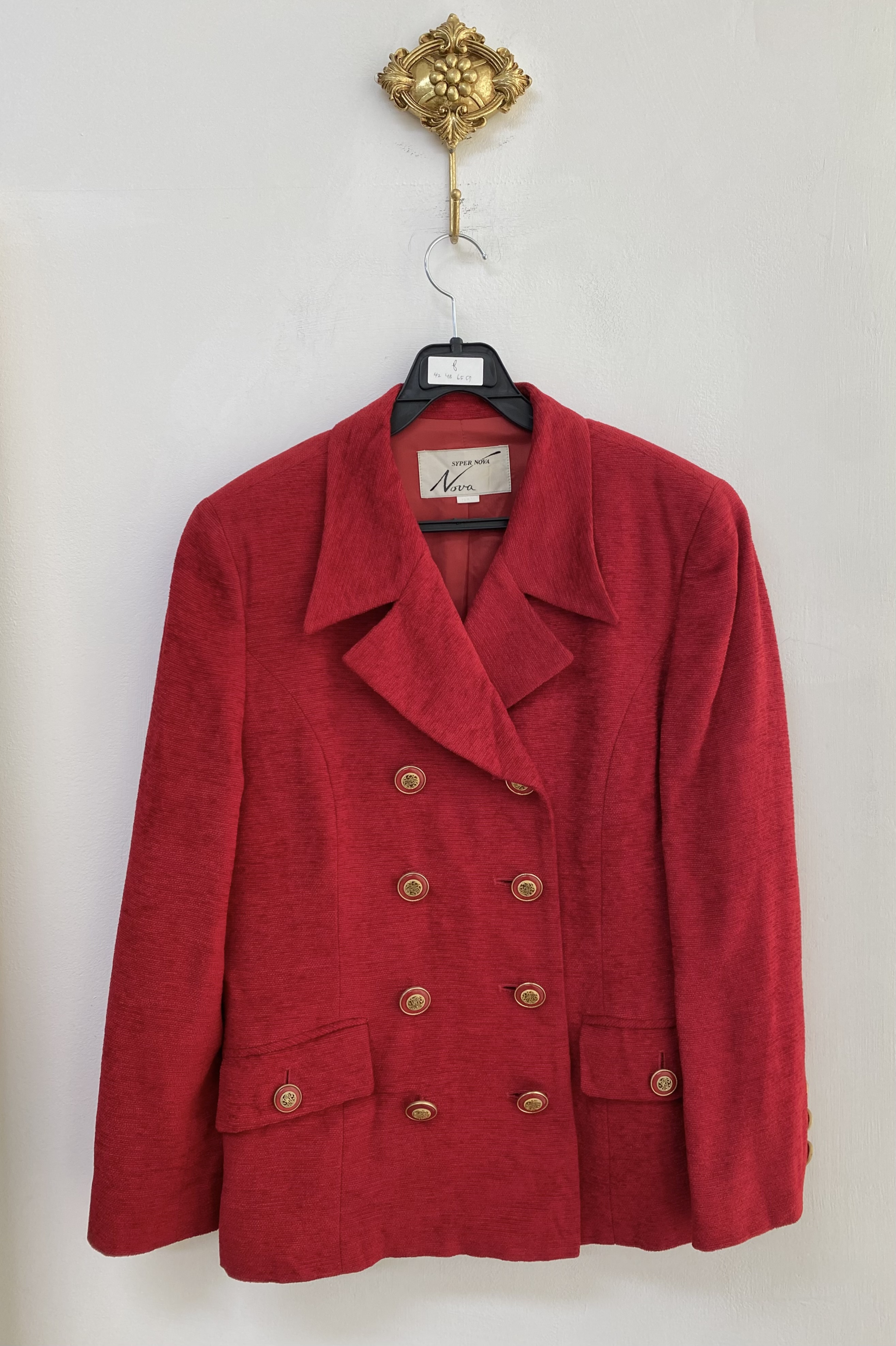 Red wool mix formal double jacket