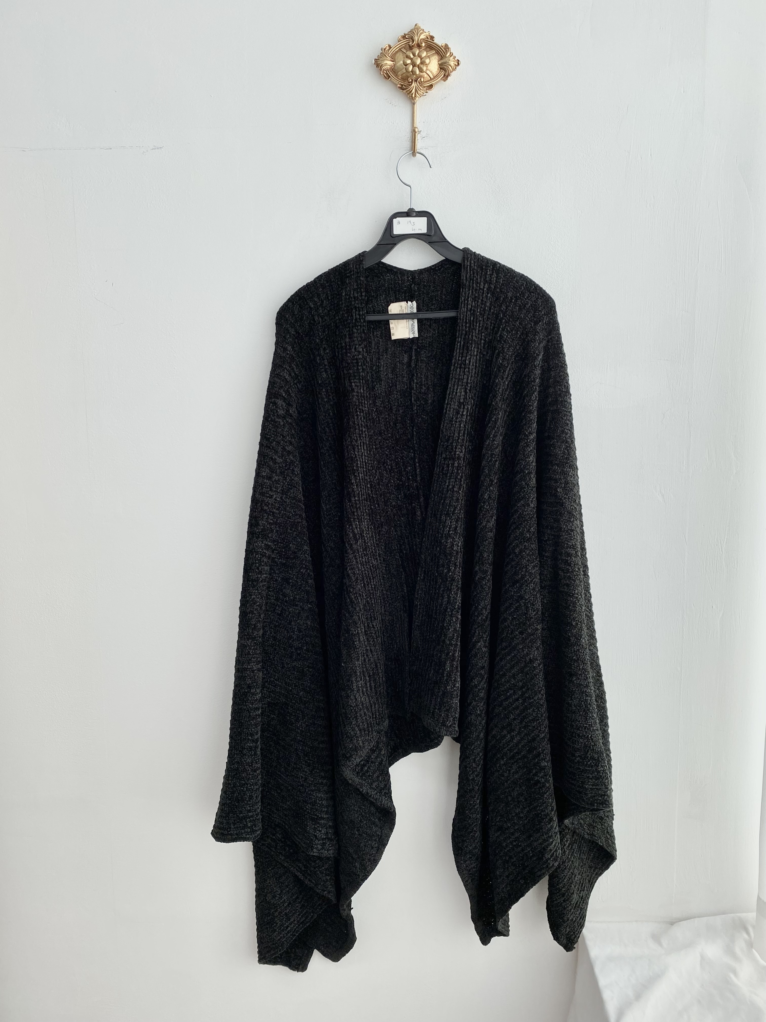 ARMANI black khaki knit long open cardigan (made in italy)
