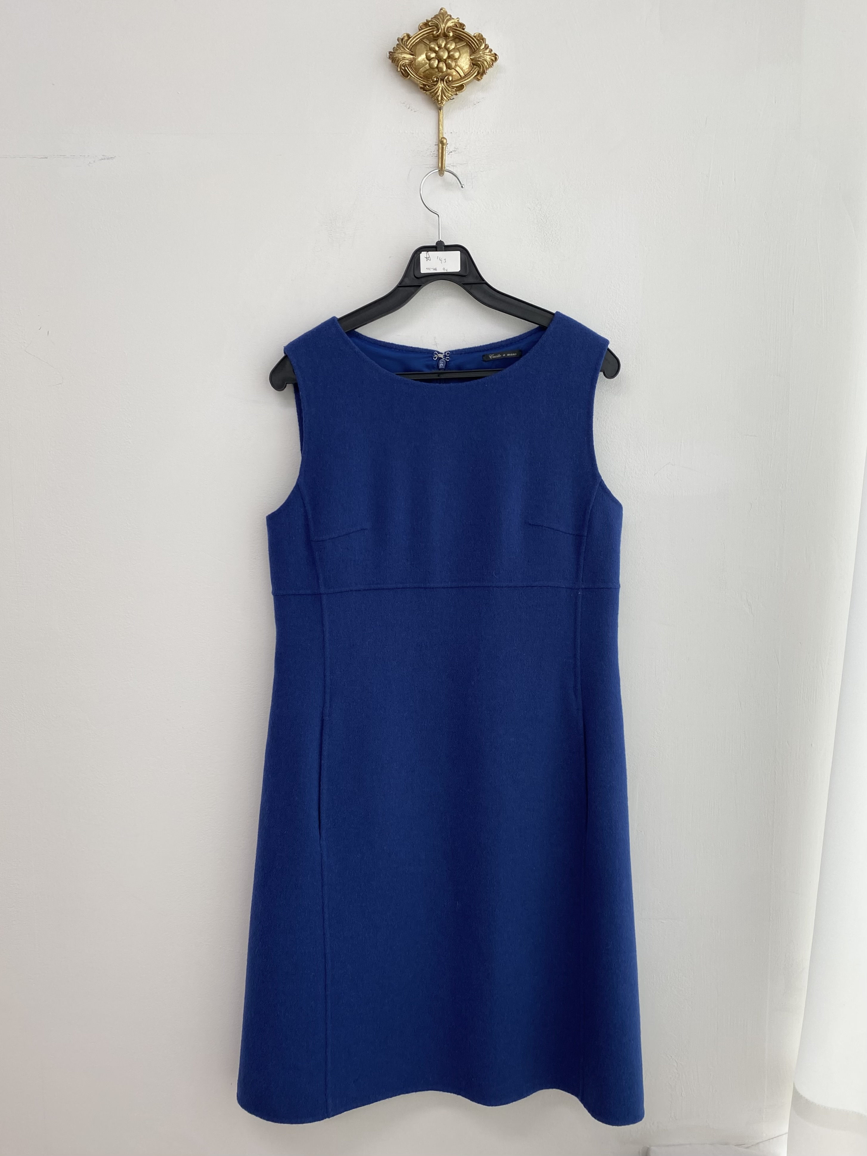 Max Mara blue wool sleeveless mid dress