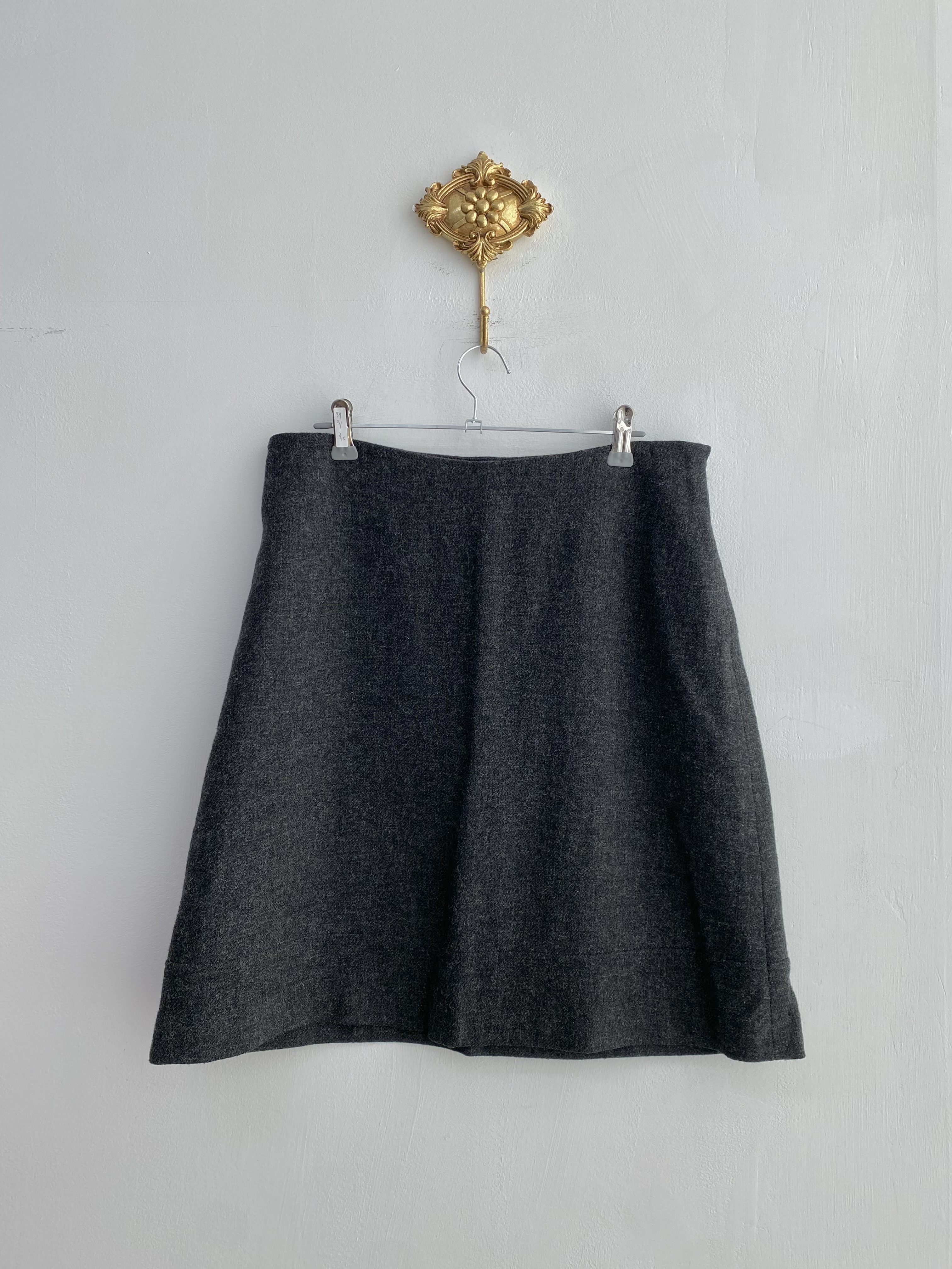 Charcoal wool a-line simple skirt