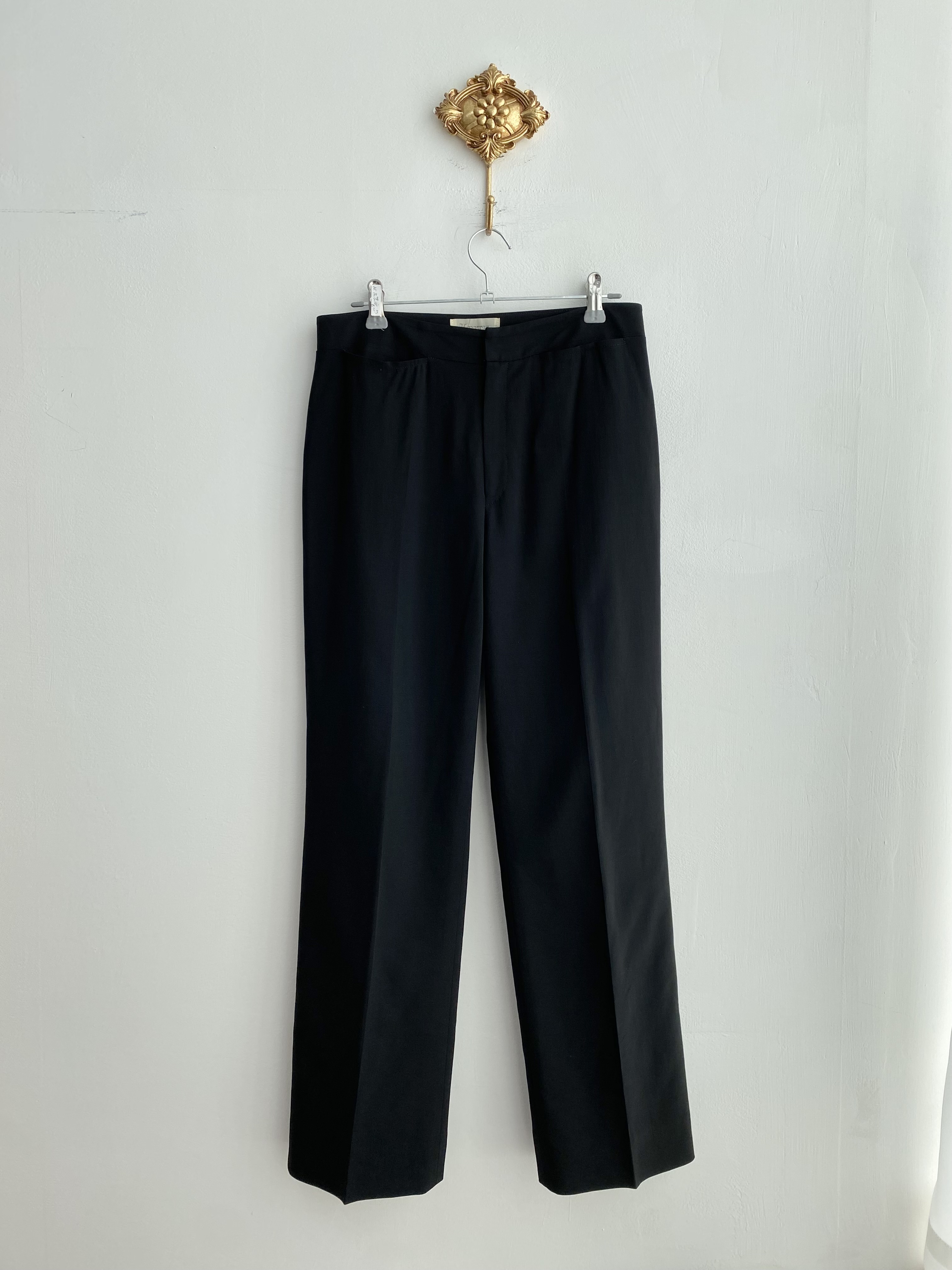 KEITH black simple pin-tuck pants