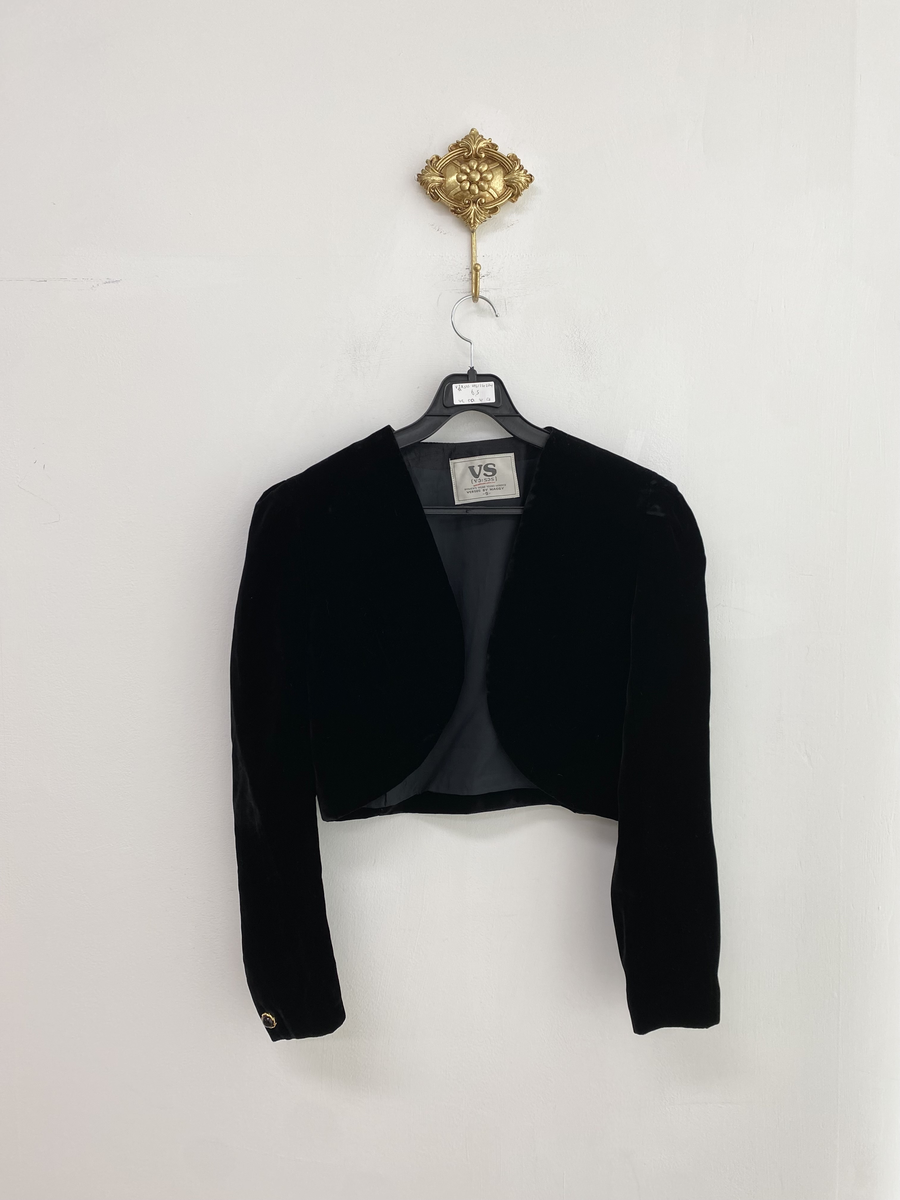 Versus Versace black velvet open crop jacket