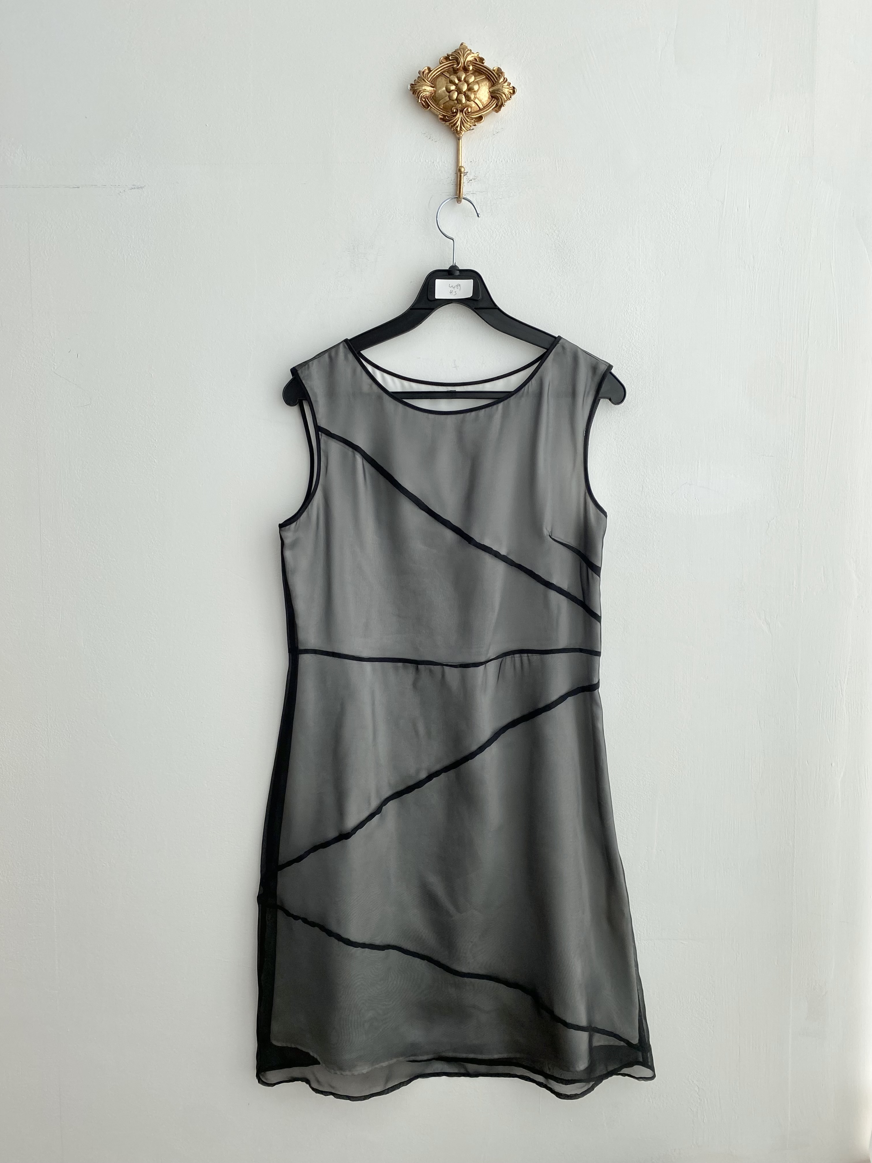 J&amp;R black white see-through sleeveless dress