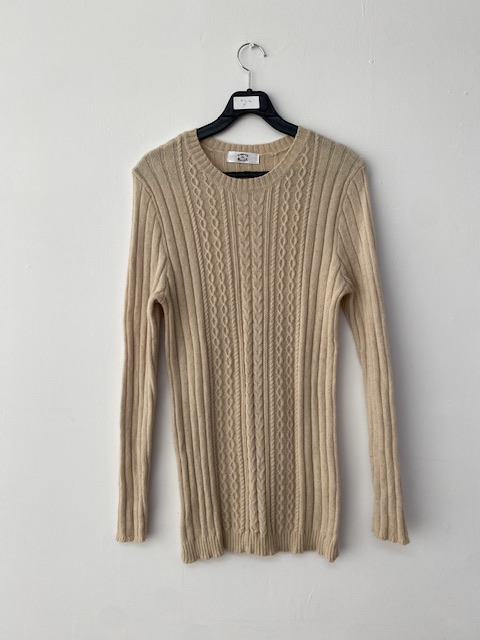 ivory twist pattern wool knit top