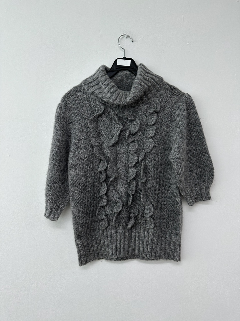Grey frill knit top